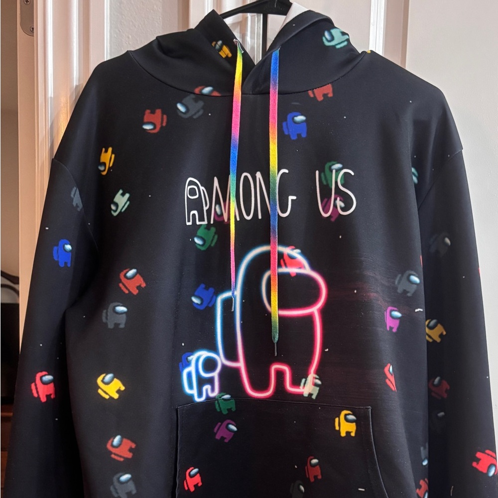 Among Us Black Hoodie with Multicolor Accents